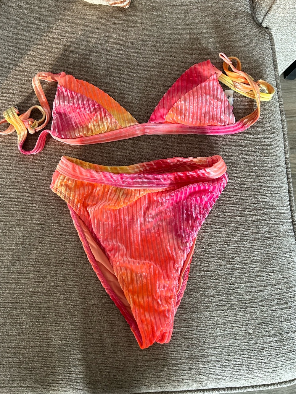 Dippin' Daisy's Pink & Orange Ribbed Tie-Dye Bikini